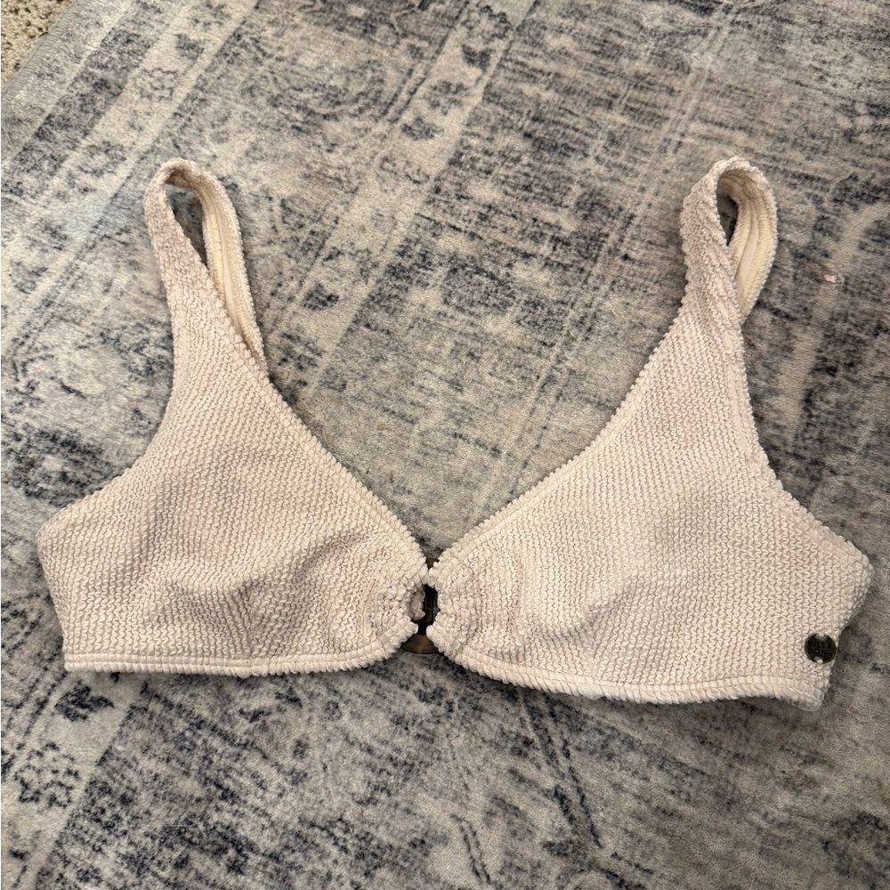 Billabong Cream Textured Bralette Top with Front Clasp